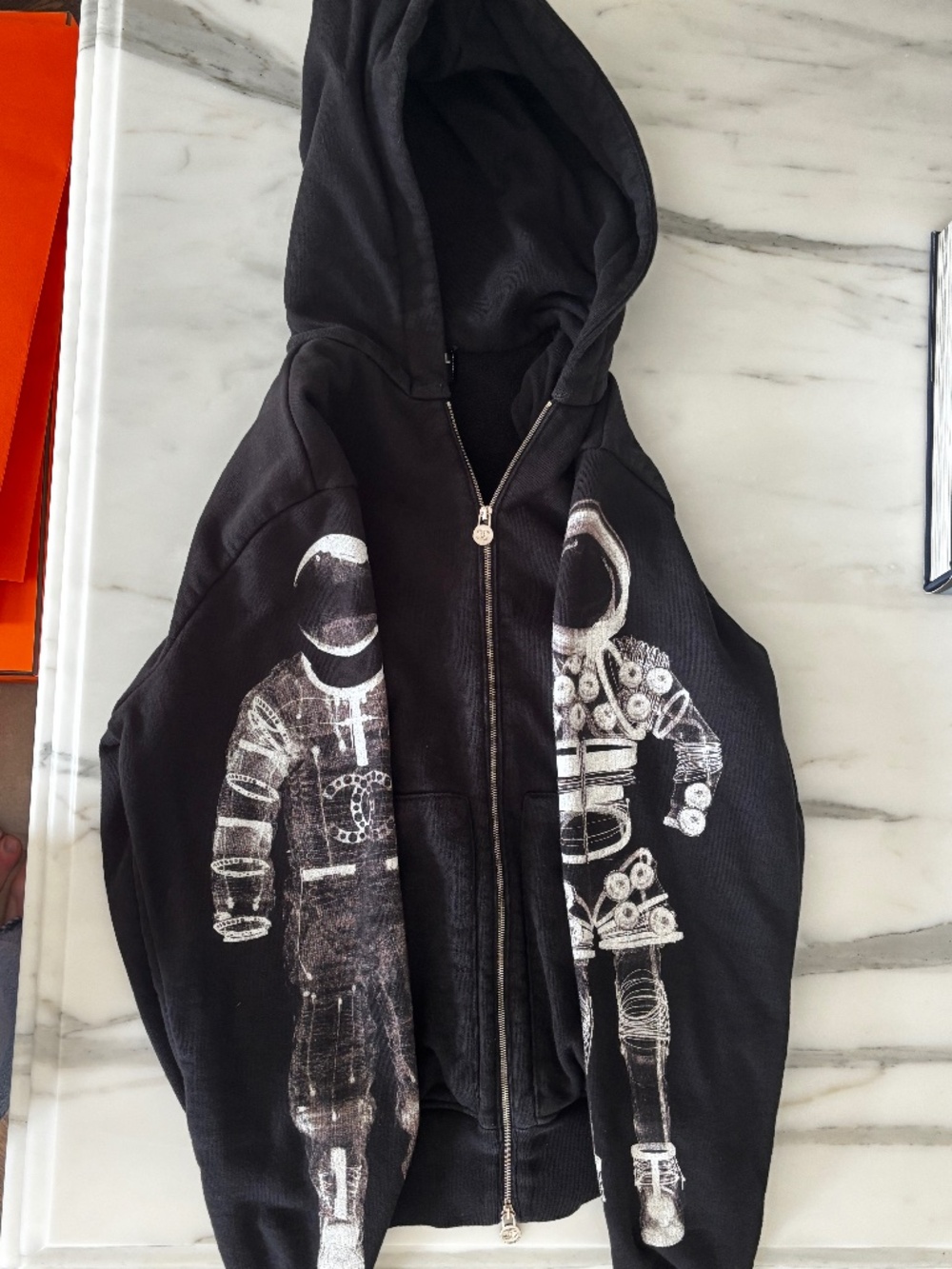 CHANEL 2017 Astronaut Space Print Zip Hoodie Black Size 36